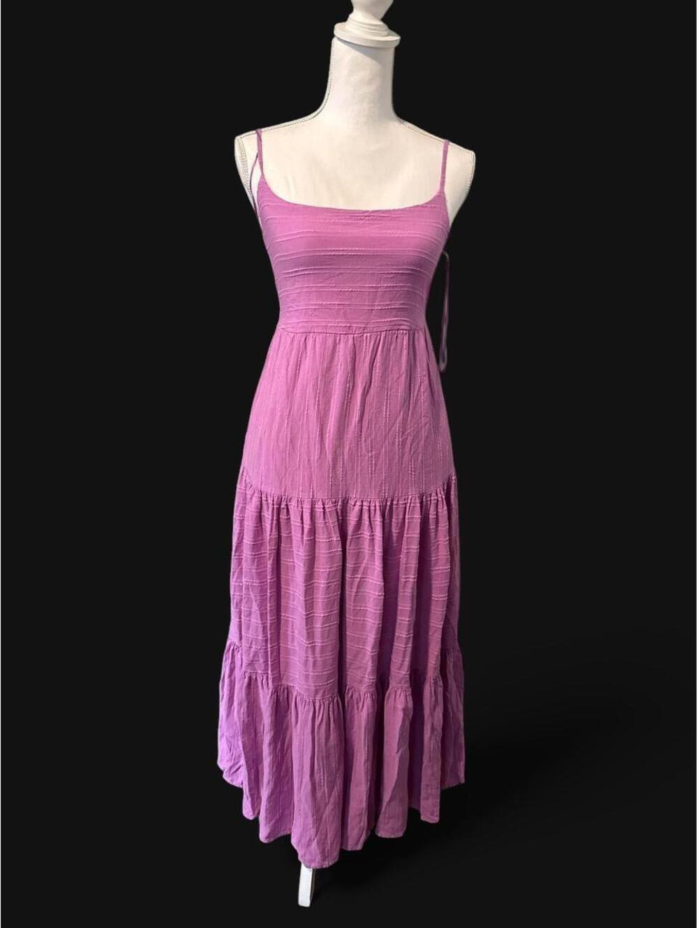 Haute Hippie Purple Lilac Tiered Maxi Dress Cottagecore Boho 2000s size S